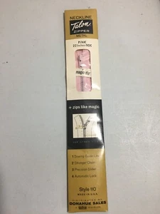 TALON METAL ZIPPER STYLE   110  22" COLOR PINK - Picture 1 of 3