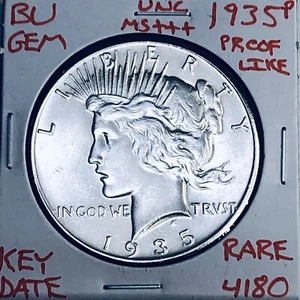 1935 P BU GEM PEACE SILVER DOLLAR UNC MS+++ PL U.S. MINT RARE KEY COIN 4180 - Picture 1 of 3