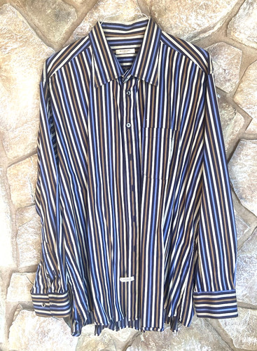 BURBERRY LONDON uomo XXL 2XL autentico ABITO camicia abbottonata multi righe EXLNC