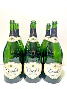 Glass Liquor Bottles Cooks Champagne Mega Bottle 1.5L Empty Craft Lot of 6 green - Picture 1 of 6