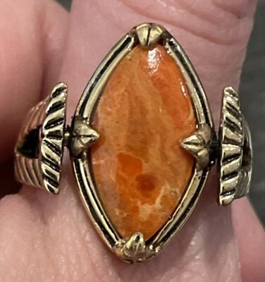 Новый в коробке дизайнерский BARSE двусторонний Flip кольцо бронзы агата или яшмы размер 12,5 - Изображение 1 из 4