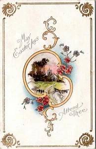 May Easter Joys Attend Thee Embossed Postcard - Picture 1 of 2