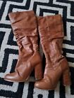 Schuh Brown Knee High Leather Boots Size 36eur/3.5uk Express Shipping 