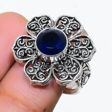 London Blue Topaz Gemstone Handmade 925 Sterling Silver Jewelry Ring Size 6.5