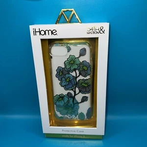 54th & Madison | iPhone 8 Green Blue Floral Vintage Aesthetic Cottage Clear Case - Picture 1 of 3