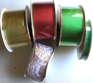 Lote de 5 nuevos rollos surtidos de cintas y encaje dos rollos con bordes con cable - Imagen 1 de 6