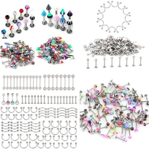 20-110X/Lots Wholesale Bulk Body Piercing Eyebrow Jewelry Belly Tongue Bar Ring - Picture 1 of 30