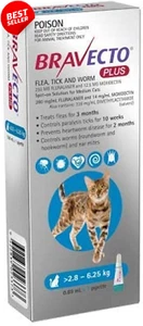 BRAVECTO PLUS CAT 250mg 2.8-6.25kg – Heartworm & Flea Treatment Blue - Picture 1 of 12