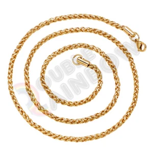 Herren Edelstahl Gold Halskette Weizen geflochten Seil Kette 18-36" Glied *C20 - Bild 1 von 4