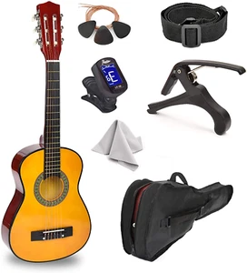 30" Wood Guitar with Case and Accessories for Kids/Girls/Boys/Beginners (Wood) - Picture 1 of 7