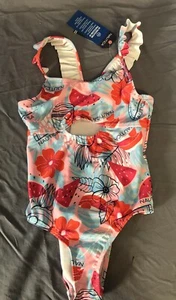 NAUTICA Girls One Piece Swimsuit Prism Pink Watermelon Flower NWT S (7) - Picture 1 of 7