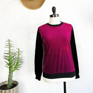 YSL Yves Saint Laurent 70’s 70s Vintage Color Block Velour Pullover Sweater M 40 - Picture 1 of 10