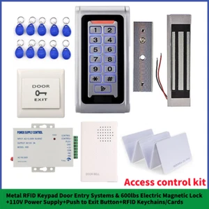 Waterproof Metal RFID Keypad Door Entry Systems & 600lbs Electric Magnetic Lock - Picture 1 of 10
