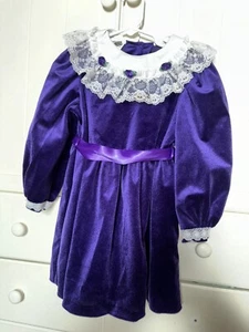 Vintage Pretty as a Picture Sz5 Velvet dress Purple excellent condition ,USAmade - Picture 1 of 10
