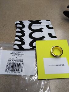 Marc Jacobs The Medallion Ring Black/Gold Size 8