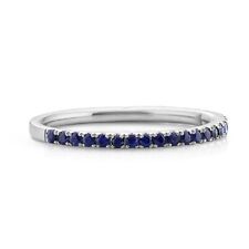 Natural Blue Sapphire Band, 925 Sterling Silver,  Sapphire Half Eternity Wedding