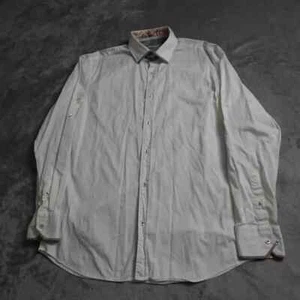 Visconti Shirt Men's Large Ivory Button Long Sleeve Collared Embroidered Logo - Picture 1 of 8