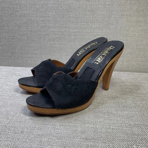 VINTAGE Quali-Temps Barbie Pantoletten Holzabsatz Schuhe Gr. 6 schwarz Open Toe 70er - Bild 1 von 7