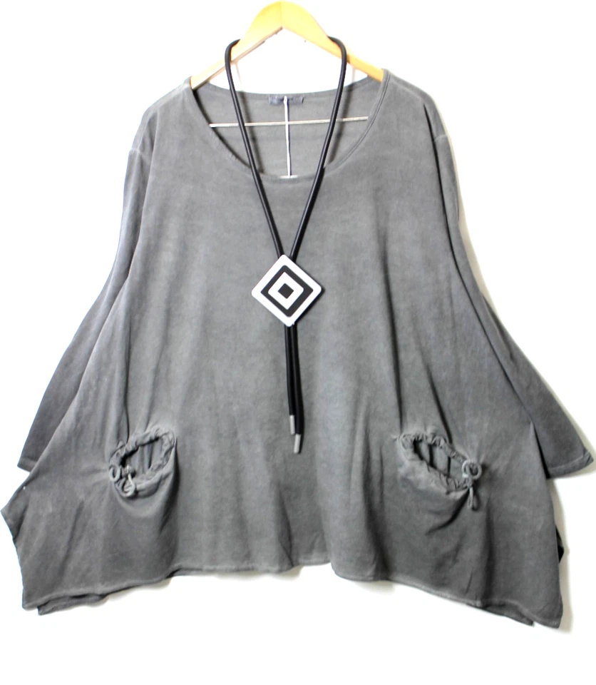 Moonshine Sweatshirt Tunic 46 48 50 Lagenlook Size 1 Grey - Image 1 of 1