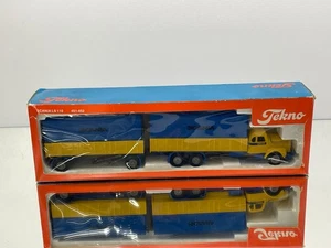 TEKNO HOLLAND 451-452 SCANIA LS110 SUPER TRUCK+TRAILER -YELLOW 1:50- GOOD IN BOX - Picture 1 of 13