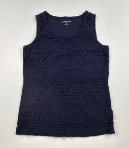 Croft And Barrow Womens Lined Lace Tank Top Size Small Blue Cotton Nylon - Picture 1 of 6