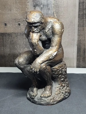 VINTAGE 1962 Austin Prod Inc. Estátua The Thinker Rodin acabamento em bronze arte MCM - Imagem 1 de 4