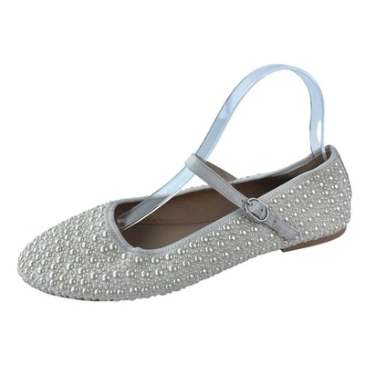 Zapatos planos de ballet Mary Jane STEVE MADDEN Caddie blancos estrás con joyas talla 9M Foto 1 de 4