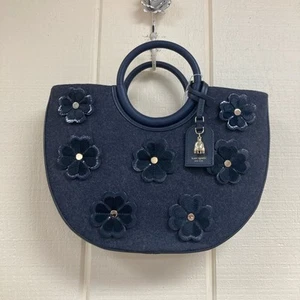 New Kate Spade Navy Blue Floral Handbag On Purpose Line - Picture 1 of 12