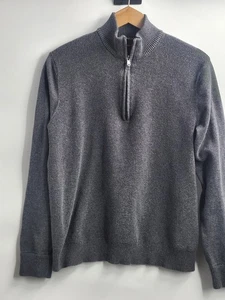 Michael Kors Gray Pullover Quarter Zip Sweater 100% Cotton Men's Size Large - Picture 1 of 6