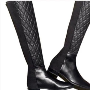 Stuart Weitzman Black Quilted Over the Knee high leather Boots size 8.5 - Picture 1 of 11