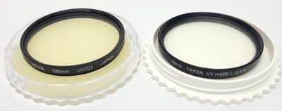 1 Tiffen 58mm UV HAZE-1 Camera Filter & 1 58mm Hoya UV (0) Camera Filter - Image 1 of 4