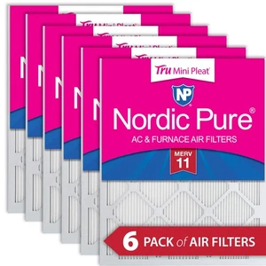 15x20x1 (14_1/2x19_1/2) Nordic Pure Tru Mini Pleat MERV 11 Air Filters 6 Pack - Picture 1 of 7