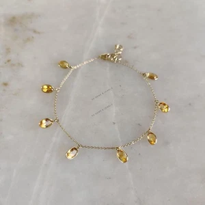 3.47 Ct Natural Citrine Bracelet 14K Solid Yellow Gold Chain Minimalist Jewelry - Picture 1 of 9