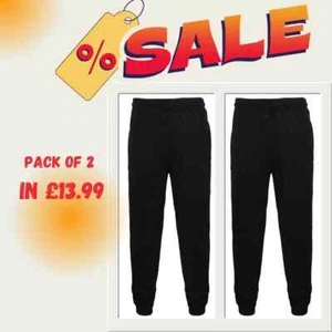 Pack of 2 Mens Fleece Jogging Bottoms Elasticated Joggers Cuffed Trousers S-5XL - Picture 1 of 28