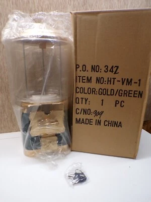 Vintage V Line Green & Gold  Gum and candy ball machine  with keys NEW UNUSED - Image 1 of 4