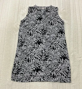 Loft Damen Größe M ärmellos V-Ausschnitt schwarz weiß tropisch Blattdruck Wechselkleid - Bild 1 von 9