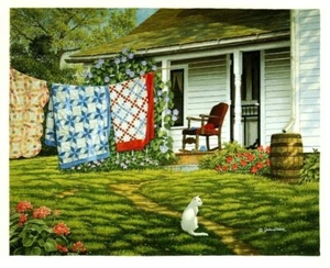 White Cat Summer Place John Sloane Blank Theme Cards By Lang - Set of 7 - Picture 1 of 3