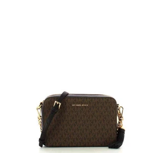 NEW Michael Kors - Ginny Brown Black logoed Crossbody Bag - 32F8GF5M2B - BROWN/B - Picture 1 of 4