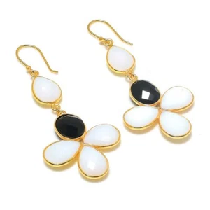 Earring Milky Opal, Spinel Gemstone 925 Sterling Silver Jewelry 2.84" s596 - Picture 1 of 2