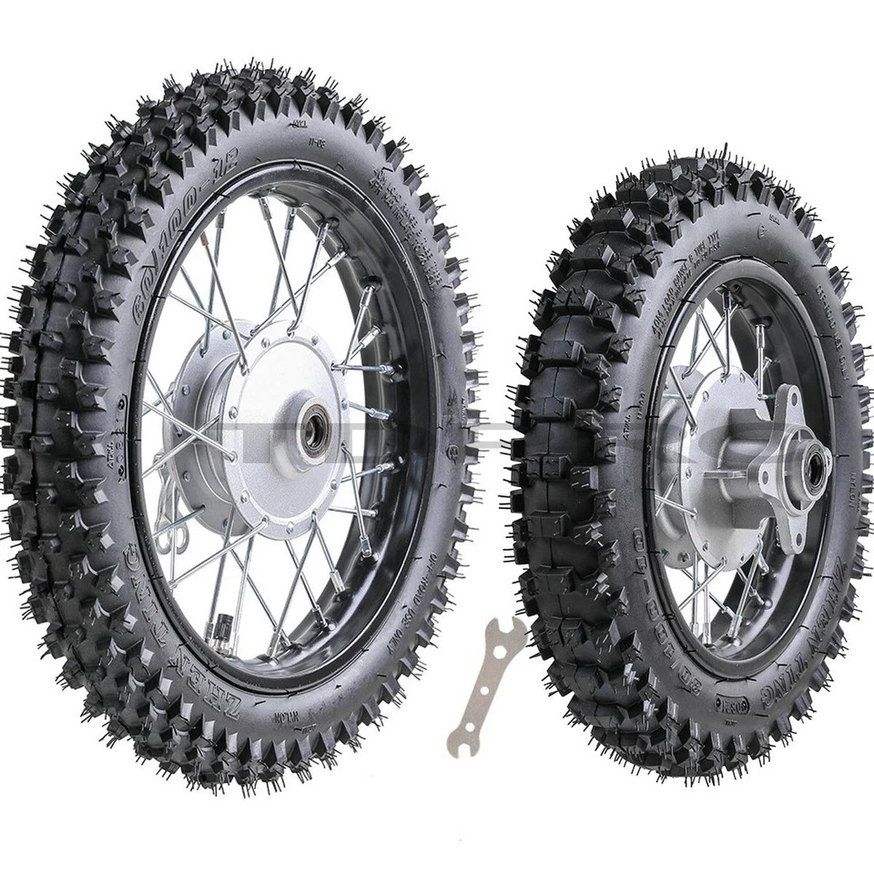 12" 10" Wheels Front 60/100-12 Rear 80/100-10 Tire Rim For KLX110 DRZ110 TTR90 - Image 1 of 4