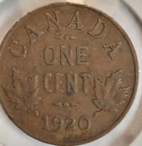 1920 Canada 1 Small Cent Coin 1st Year Issue