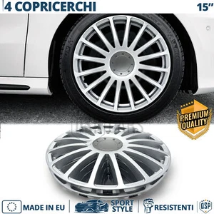4 Copricerchi per VW Caddy 3 10-15 15'' Pollici Coppette Silver 16 Razze MADE EU - Foto 1 di 13