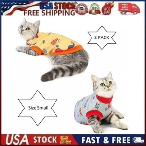 2pk Casual Dino Pet Pajamas, One Piece Dinosaur Dog / Cat Pajamas, Size S - Picture 1 of 15