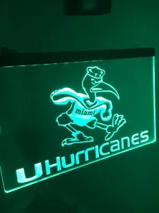 Miami Hurricanes LED Neon Sign for Game Room,Office,Bar,Man Cave. BRAND NEW! - Picture 1 of 7