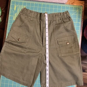 BSA Boy Scouts Shorts  Green Official Uniform Cargo Elastic Waist - Picture 1 of 2