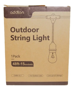 Addlon Outdoor Weatherproof String Light 48ft-15 Sockets - Picture 1 of 10