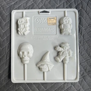 Vtg Wilton Candy Maker Halloween Lollipop Hard Candy Molds Skull Witch Owl - Picture 1 of 17