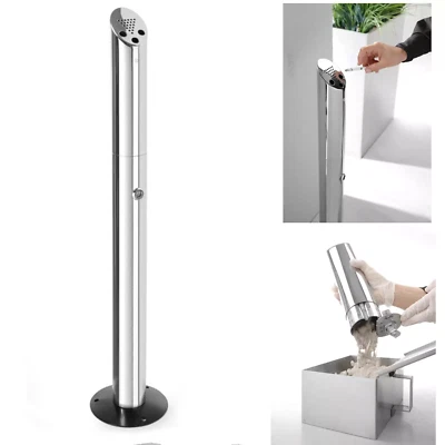 92cm Standaschenbecher Edelstahl Aschenbecher Mülleimer Ascher Standascher Neu - Bild 1 von 4