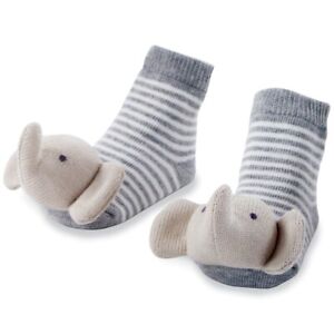 Mud Pie E2 Kids Baby Boy or Girl Elephant Rattle Toe Socks 0-12M 11040011