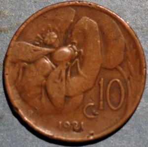 Italy 10 Centesimi 1921 R Vittorio Emanuele III KM# 60 - Picture 1 of 2
